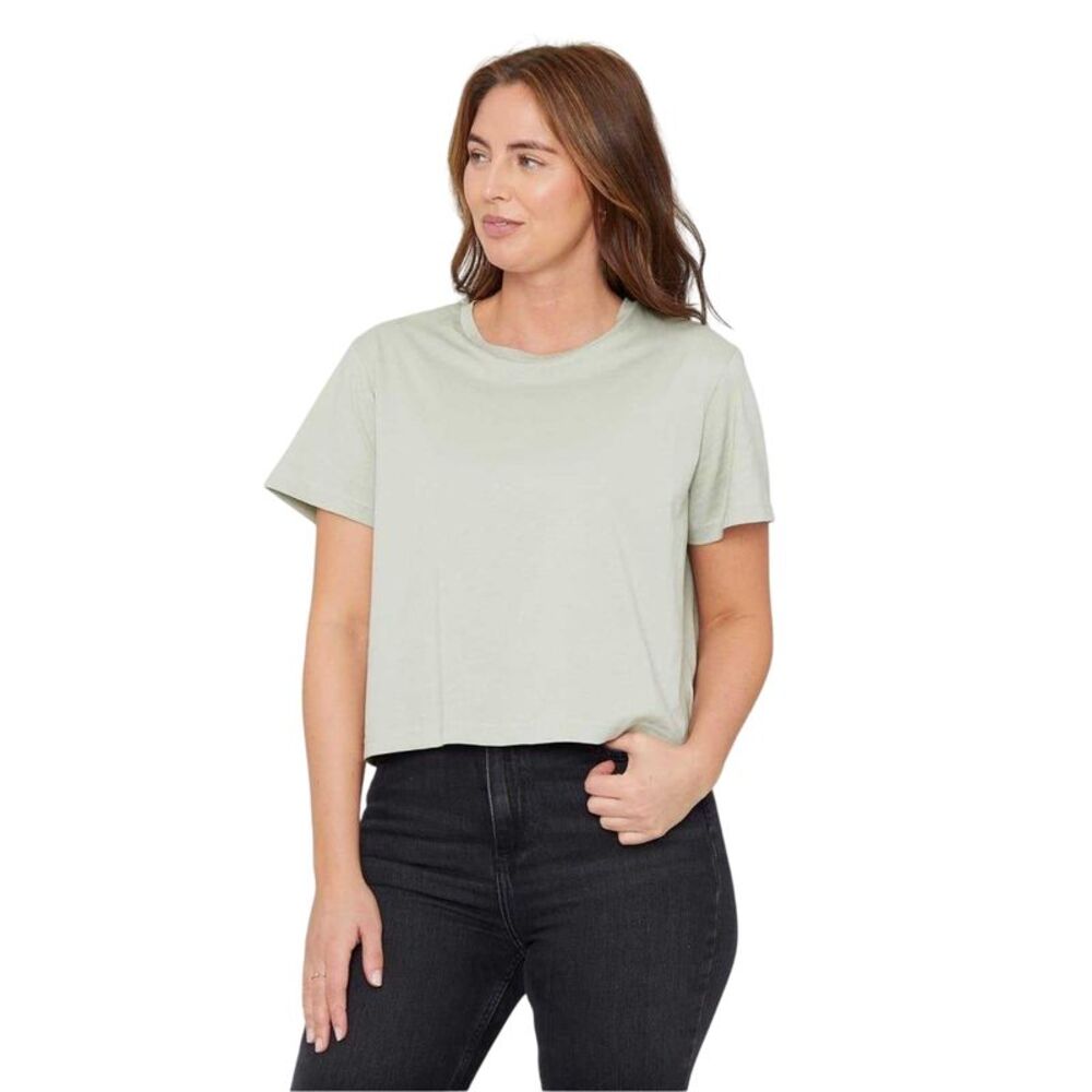 Be You Womens/Ladies Crew Neck Boxy Crop T-Shirt / Green